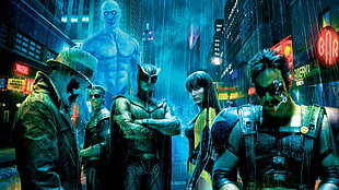six assorted characters digital wallpaper, movies, Watchmen, Ozymandias, Dr. Manhattan