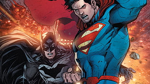 Superman and Batman illustration, DC Comics, Superman, Batman