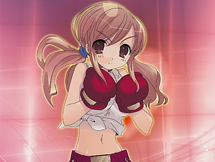 fremale anime character with red boxing gloves and pig tails