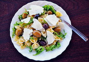 pasta with salad dish