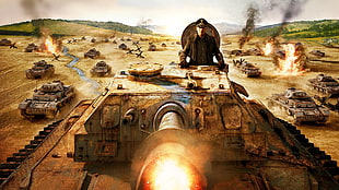 brown battle tank digital wallpaper, World War II, r.u.s.e 