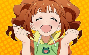 brown haired anime girl illustration