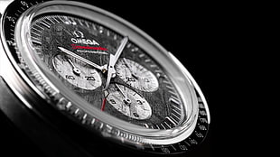 round gray and silver-colored Omega chronograph watch, watch, luxury watches, Omega (watch)
