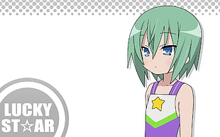 Lucky Star female anime character with green hair HD wallpaper