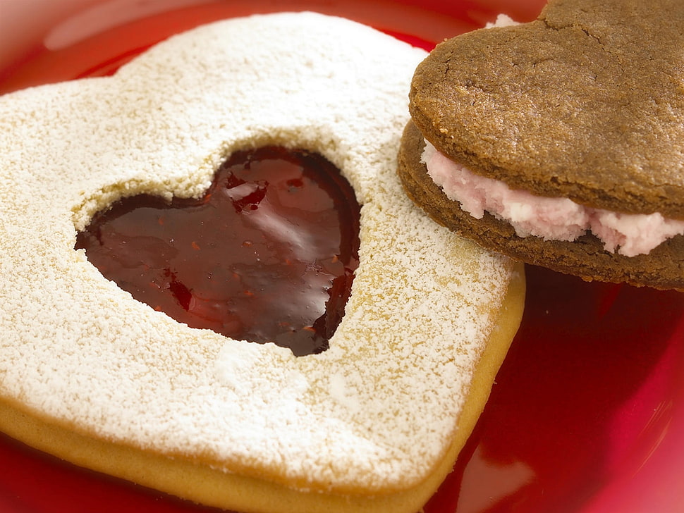 two baked cookies HD wallpaper