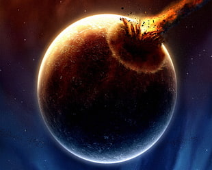 round black and brown planet illustration, space, planet, apocalyptic, space art