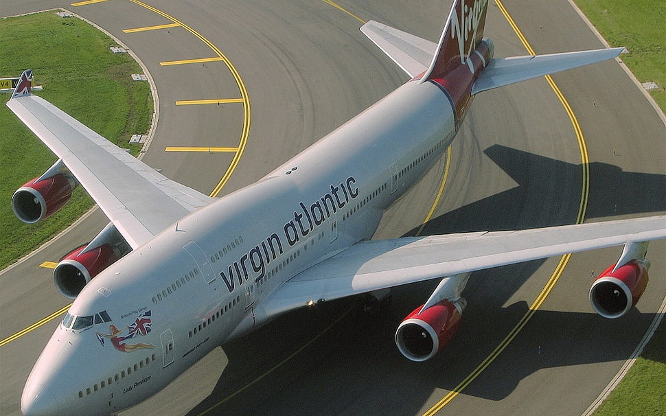 gray Virgin Atlantic airliner, airport, airplane HD wallpaper