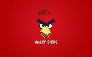 Angry Birds logo, red background, Angry Birds HD wallpaper