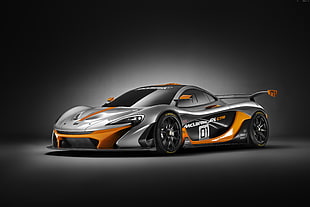 orange and gray sports coupe digital wallpaper