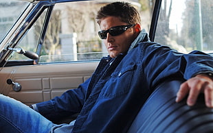 men's blue denim jacket, Jensen Ackles, Dean Winchester, Supernatural, men