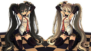 two female anime character wearing uniforms