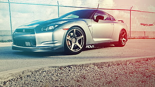 silver coupe, car, Nissan, Nissan GT-R, vehicle