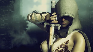 Assassin's Creed Chronicles illustration, sword HD wallpaper