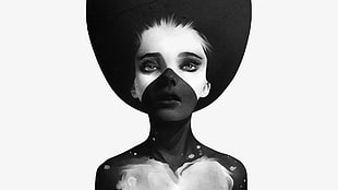 woman with black and white paint
