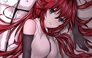 red haired girl anime character, Trinity Seven, Asami Lilith, anime girls