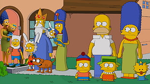 The Simpsons family digital illustration, The Simpsons, South Park, Adventure Time, Marge Simpson