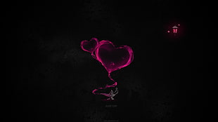pink and black heart illustration, heart, minimalism, love, lantern