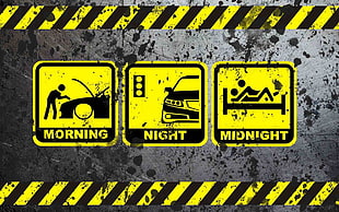 Morning Night Midnight signage HD wallpaper