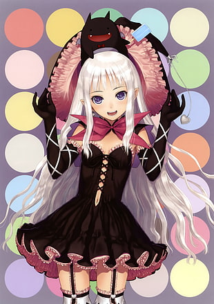 female anime character with white hair