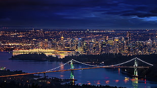 San Francisco sky line, cityscape, bridge, Vancouver HD wallpaper