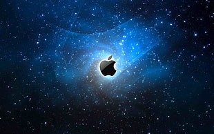 blue Apple graphic wallpaper, Apple Inc., stars