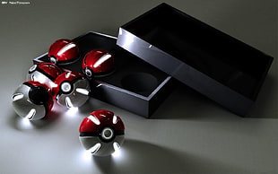 red-and-white accessories, Pokémon, 3D