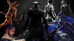 game characters poster, Mad Max, PC gaming, The Elder Scrolls V: Skyrim, Tomb Raider HD wallpaper