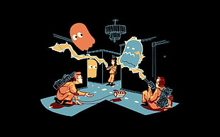 Ghostbusters illustration, minimalism, Ghostbusters, Pac-Man 