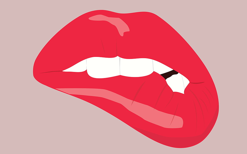 red lips clip art HD wallpaper
