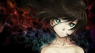boy with black hair and green eyes anime character
