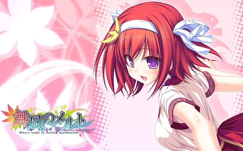 red haired female anime character HD wallpaper