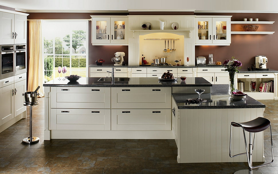 fully furnished kitchen with appliance HD wallpaper
