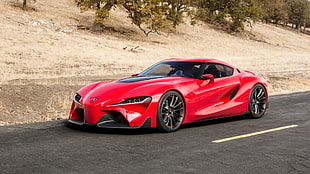 red sports car, Toyota, red cars, car, vehicle