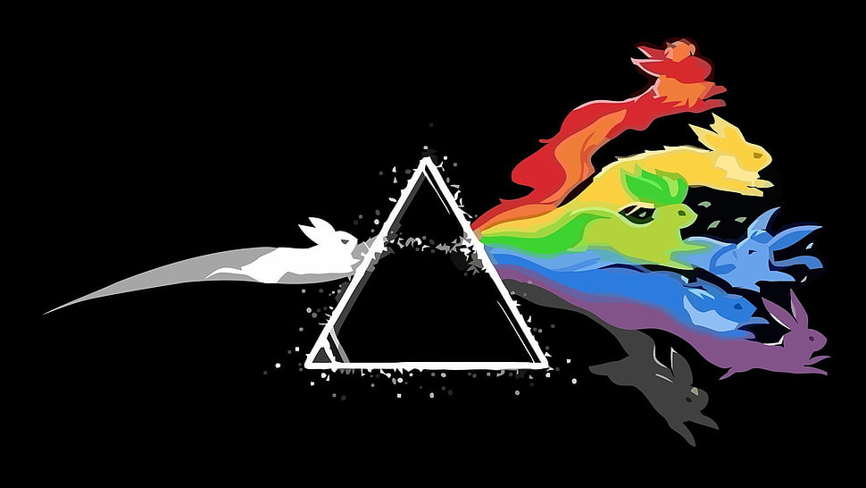 assorted-color animal painting, Pink Floyd, Pokémon, Eevee, digital art HD wallpaper