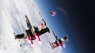 two red-and-white spaceships, X-wing, Star Wars, Rebel Alliance HD wallpaper