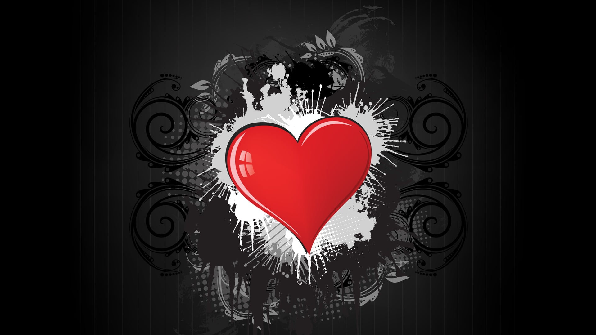 Red heart with white and black background illustration HD wallpaper