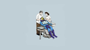 superhero having medical attention illustration, Skeletor, minimalism, humor