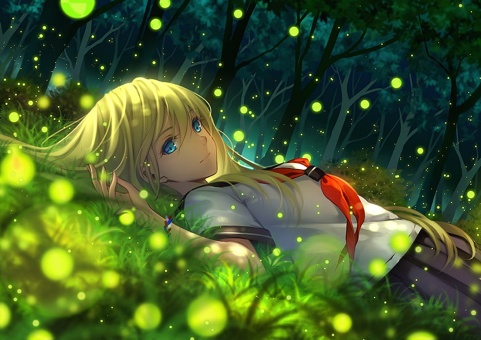 female anime character illustration HD wallpaper