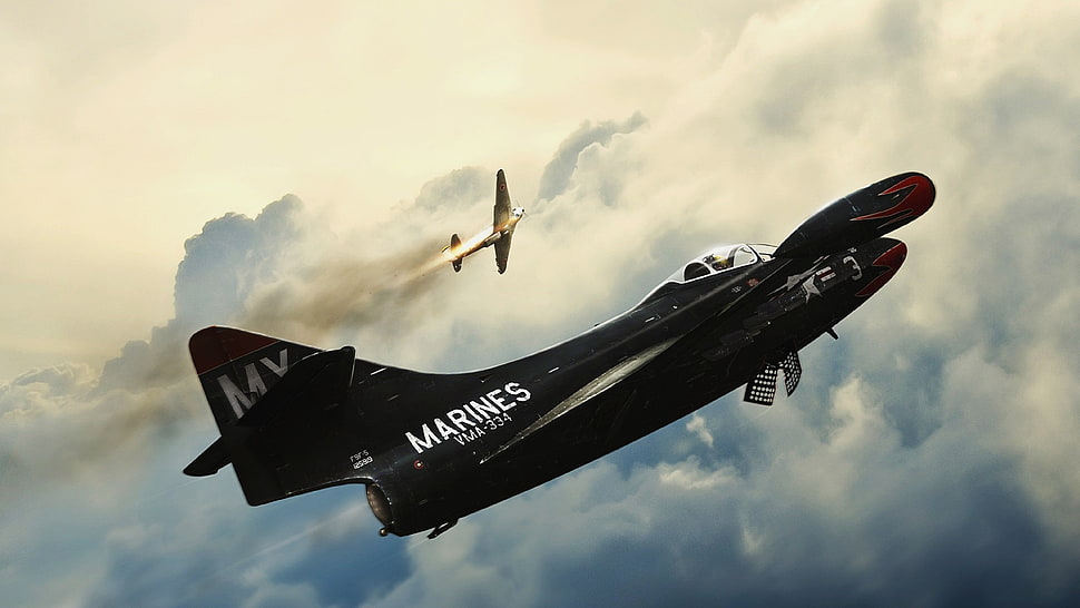 black Marines aircraft HD wallpaper
