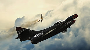 black Marines aircraft HD wallpaper