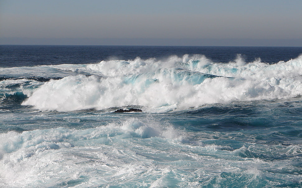 water waves, nature, landscape, sea HD wallpaper