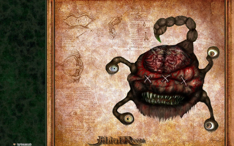 red and brown monster painting, Tibia, PC gaming, RPG, creature HD wallpaper