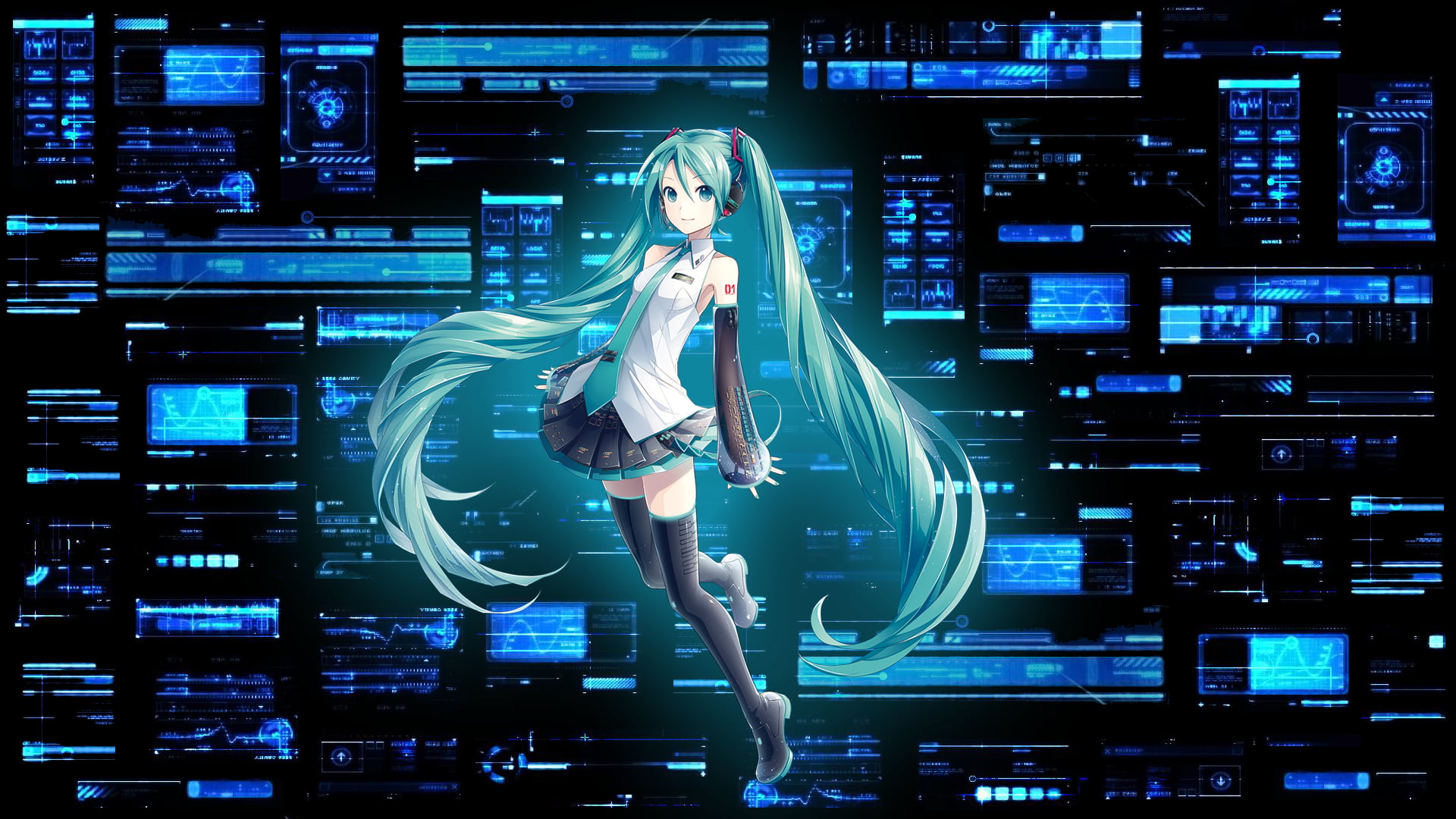 Blue Haired Female Anime Character Vocaloid Hatsune Miku Hd Wallpaper Wallpaper Flare