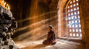 monk meditating, photography, nature, monks, meditation HD wallpaper