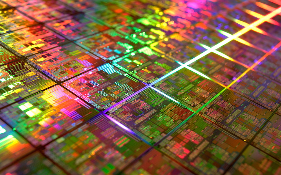 assorted-color decor, circuits, wafer, silicon HD wallpaper
