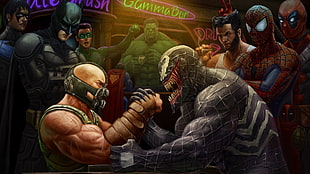 two characters doing arm wrestling HD wallpaper