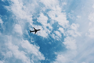 silhouette of plane, Airplane, Sky, Flight