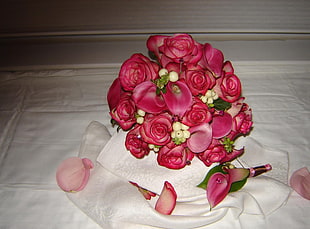 pink rose fabric flower arrangement