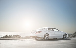 white Mercedes-Benz sedan, car, Mercedes-AMG, Mercedes-Benz CLS HD wallpaper