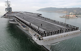 white and black aircraft carrier, aircraft carrier